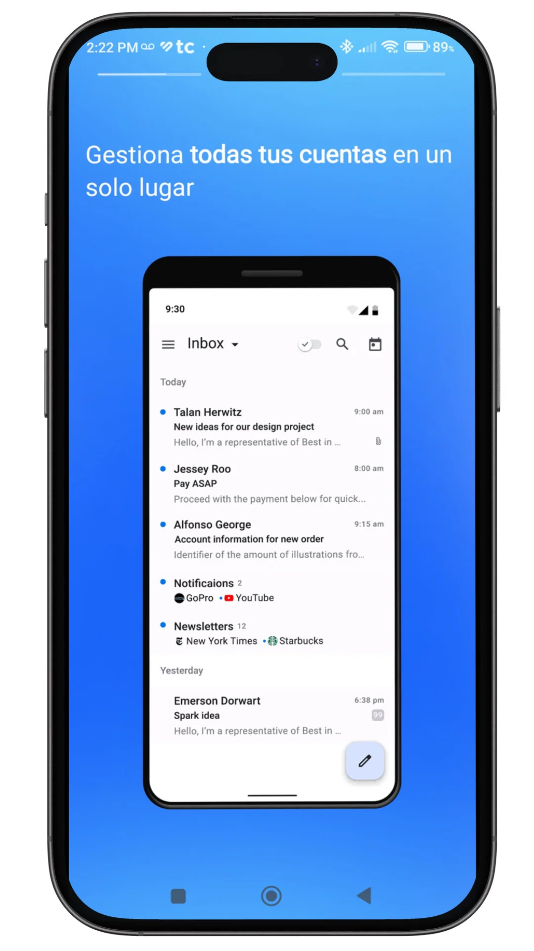 Configuración Spark Mail Android